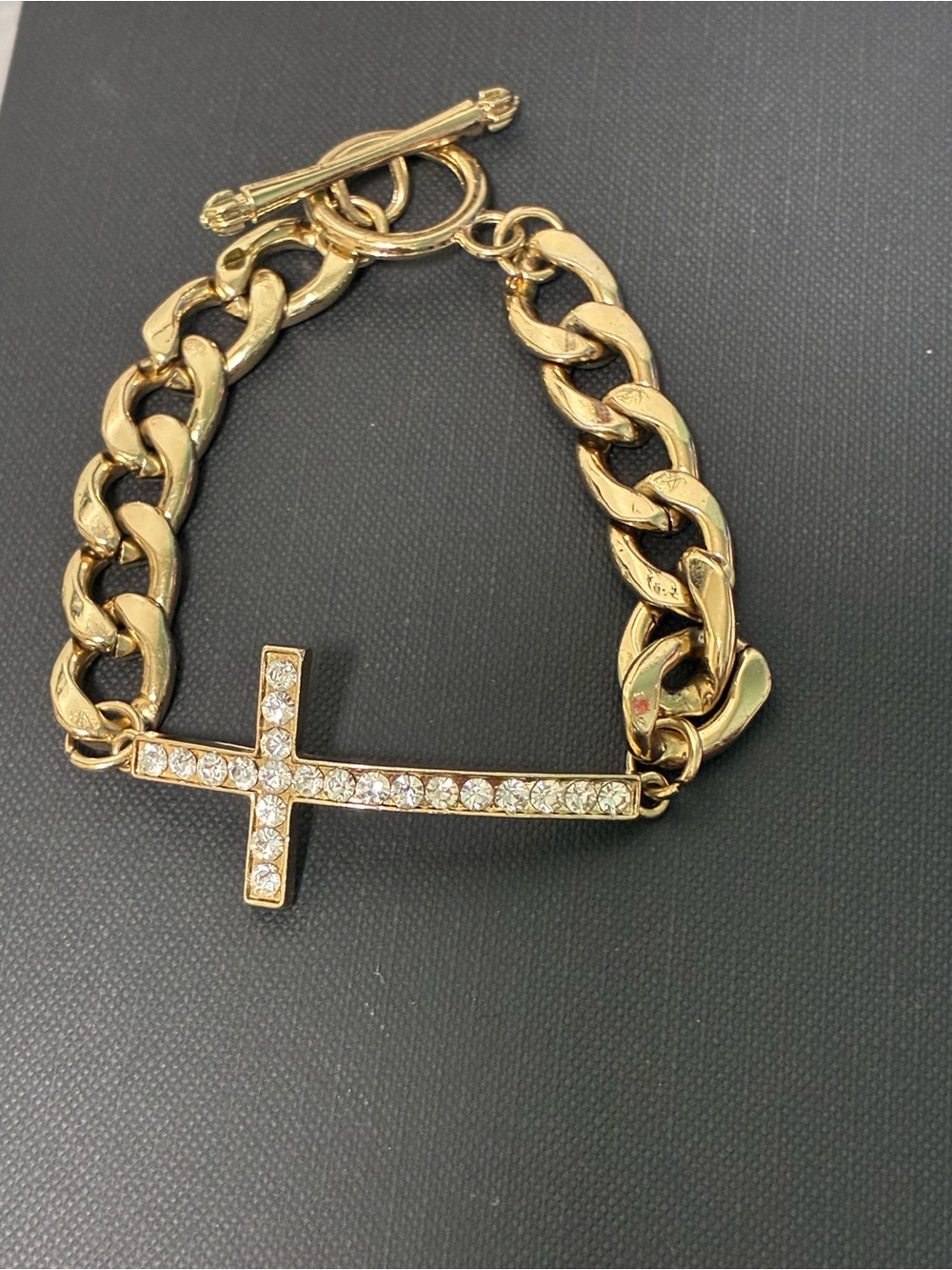 Gold Crystal Cross Link Bracelet - Women Accessories